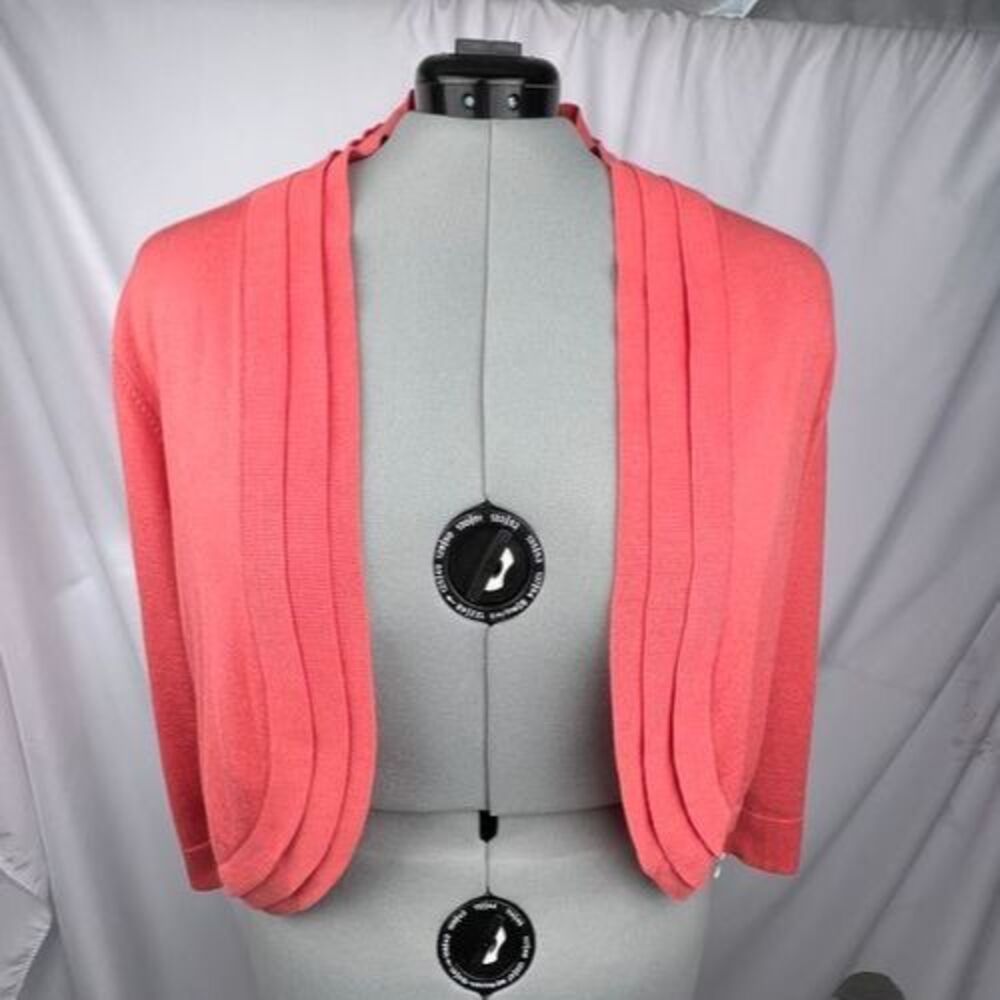 NORTHSTYLE Triple Tiered Knit Shrug Cardigan Womens 3X Coral Open Front Cropped